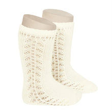 Load image into Gallery viewer, Side open knee high socks - 202Cream
