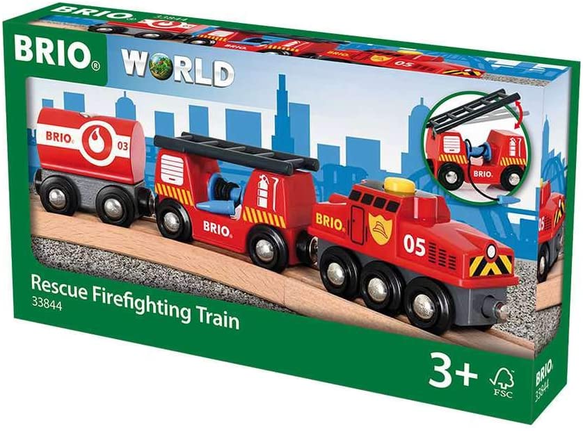 BRIO 33844 Rescue Firefighting Train, 4 Pieces Train Set