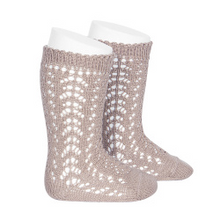 Load image into Gallery viewer, Openwork knee high socks - 544Old Rose
