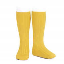 Basic rib knee high socks - 630Yellow