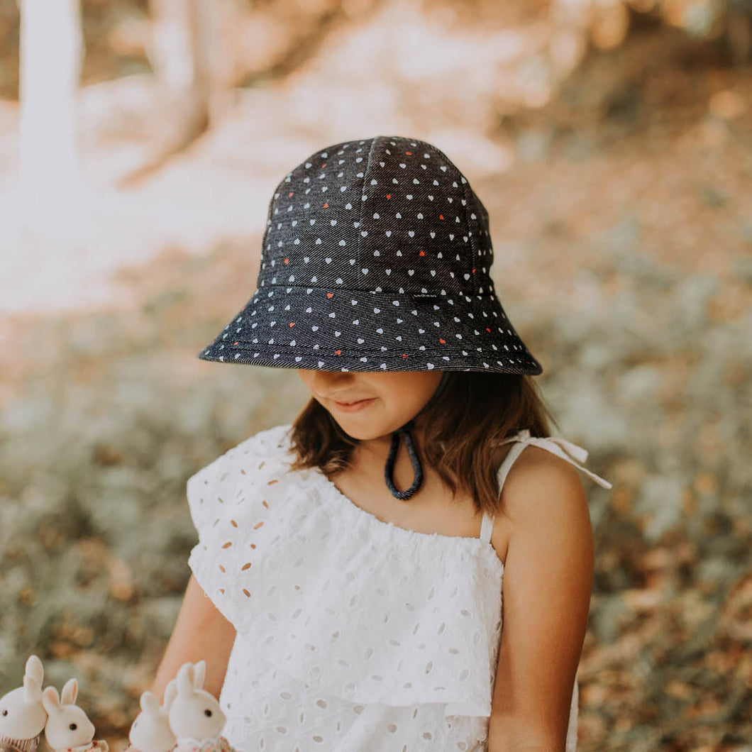 Ponytail Bucket Sun Hat - Hearts