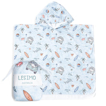 Load image into Gallery viewer, Lesimo Sand Free Kids Hooded Towel - Surf Fun
