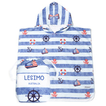 Load image into Gallery viewer, Lesimo Sand Free Kids Hooded Towel - Little Sailor
